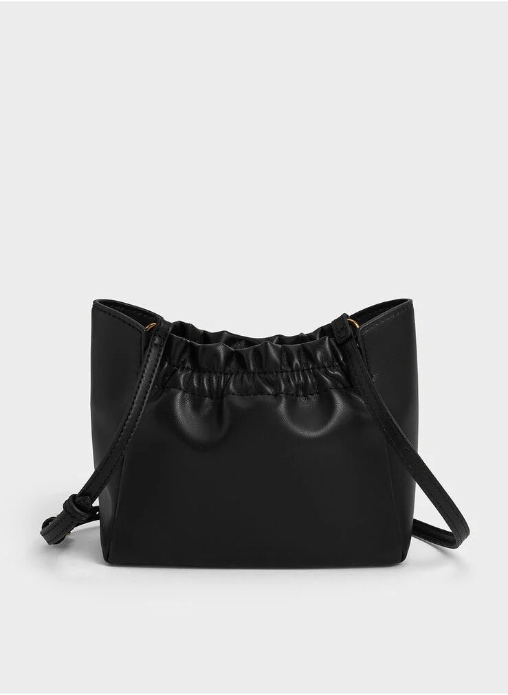 Brigette Ruched Chain-Handle Shoulder Bag & Crossbody Bag - Black