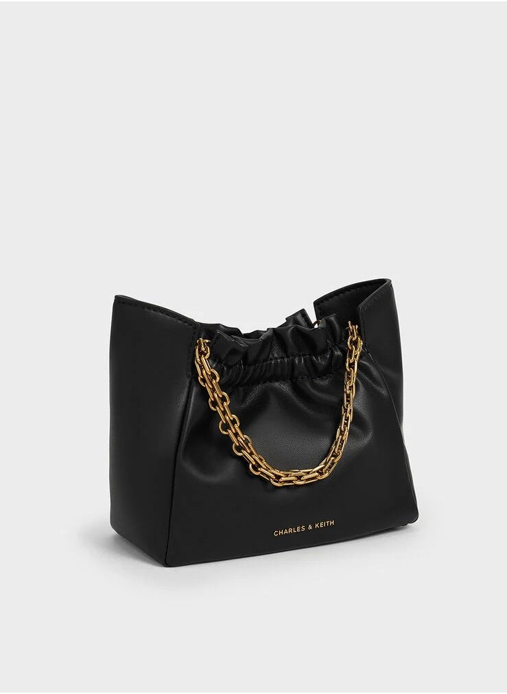 Brigette Ruched Chain-Handle Shoulder Bag & Crossbody Bag - Black