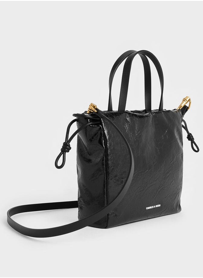 Bethel Small Tote Bag in Crispy Pattern with Drawstring Closure