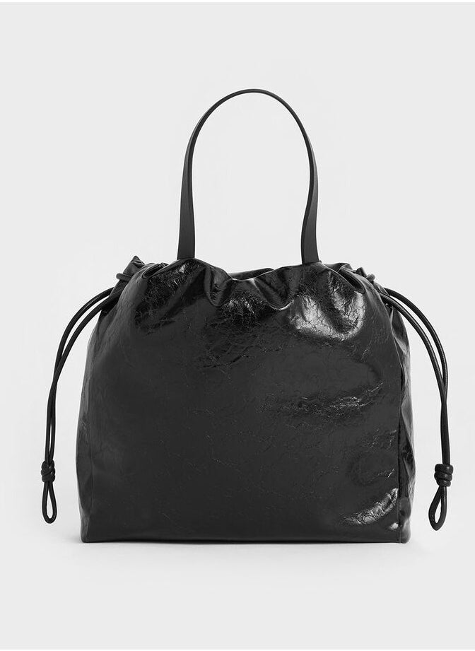 Bethel Small Tote Bag in Crispy Pattern with Drawstring Closure