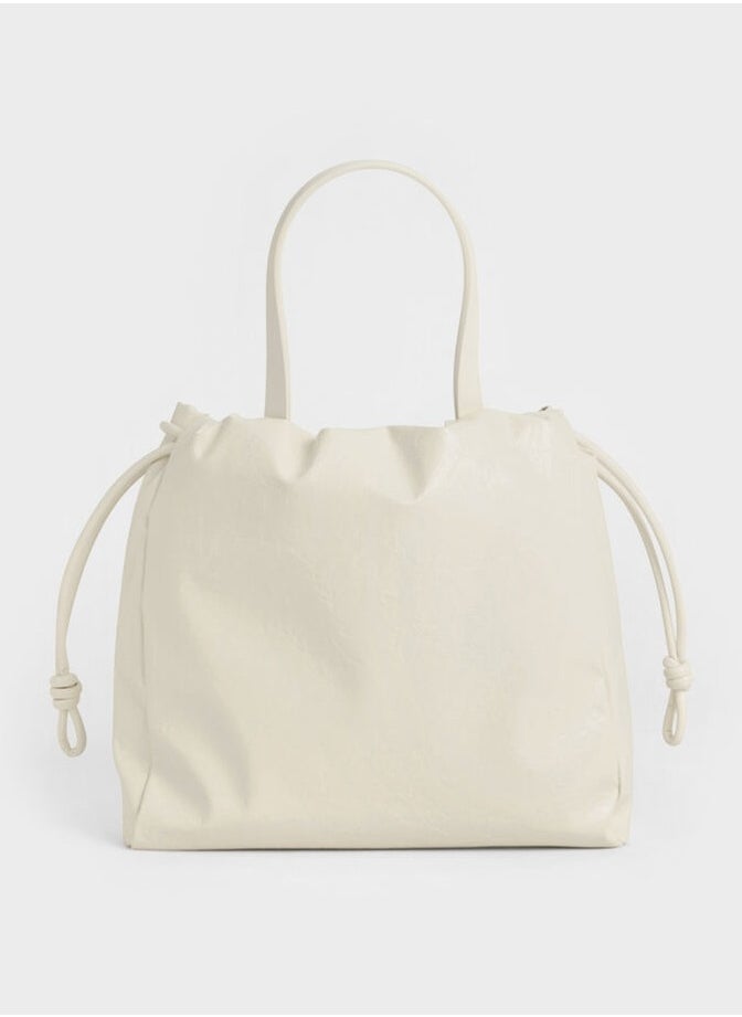 Bethel Small Tote Bag in Crispy Pattern with Drawstring Closure