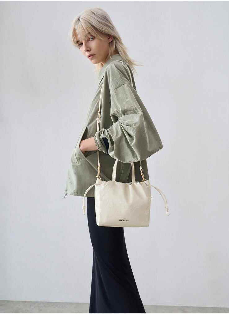 Bethel Small Tote Bag in Crispy Pattern with Drawstring Closure