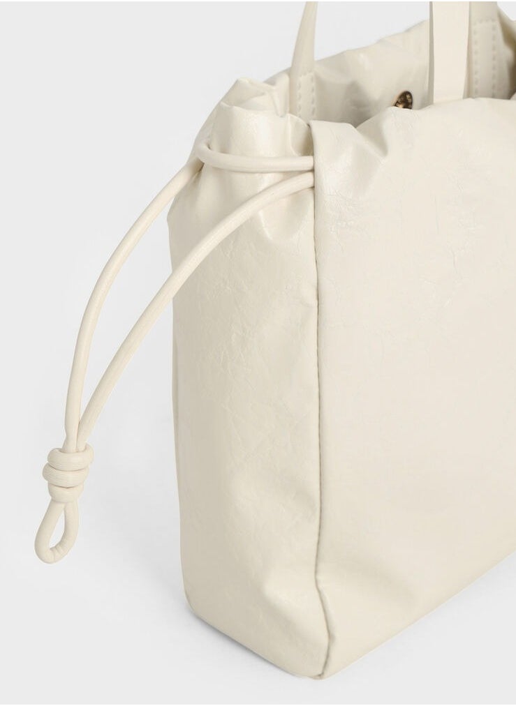 Bethel Small Tote Bag in Crispy Pattern with Drawstring Closure
