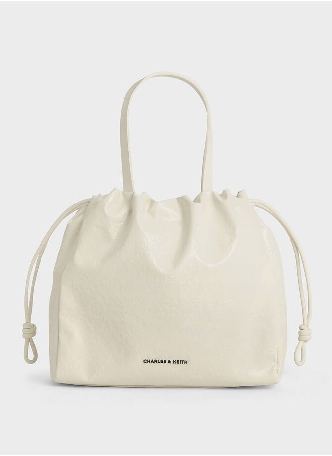 Bethel Small Tote Bag in Crispy Pattern with Drawstring Closure