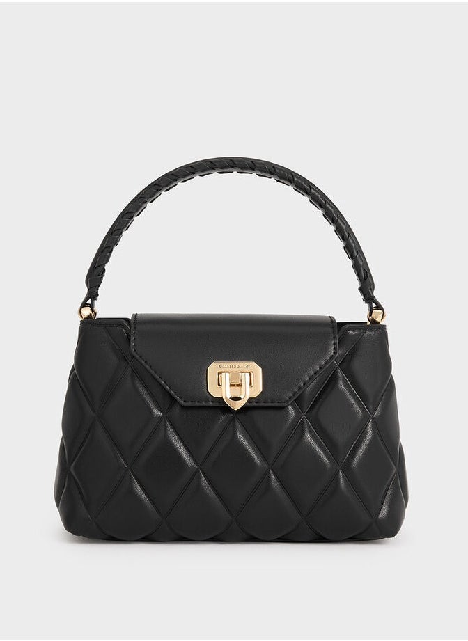 Arwen Quilted Braided-Strap Top Handle Bag