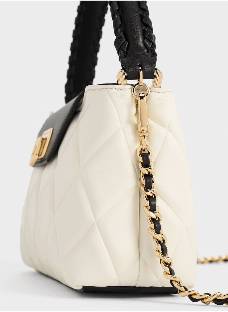 Arwen Quilted Braided-Strap Top Handle Bag