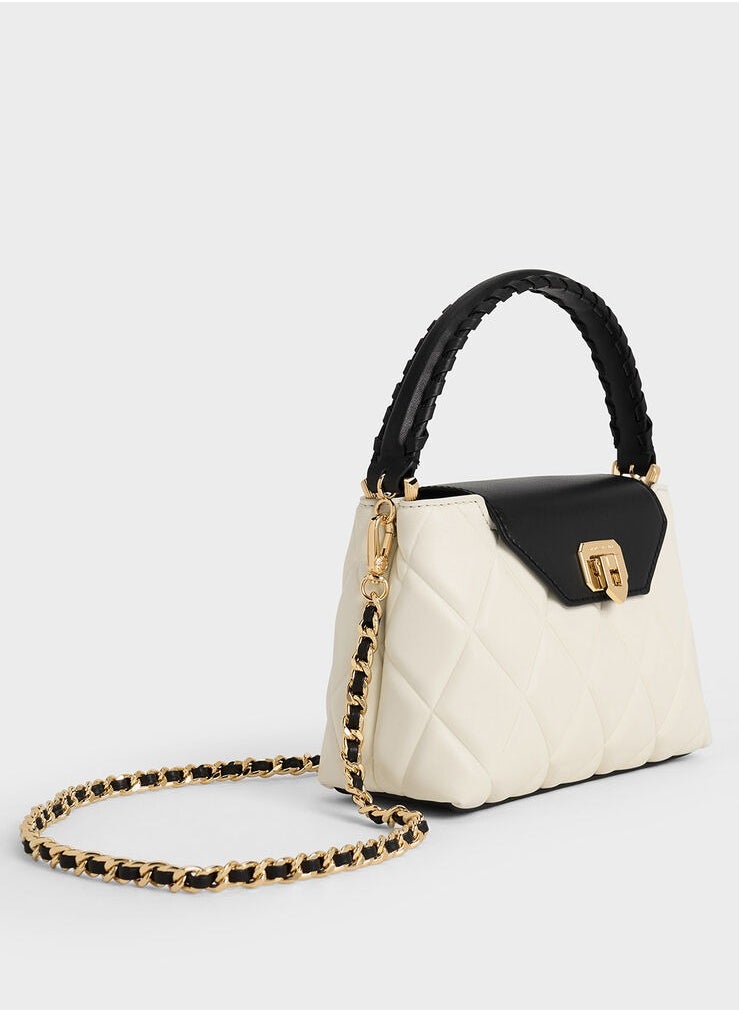Arwen Quilted Braided-Strap Top Handle Bag