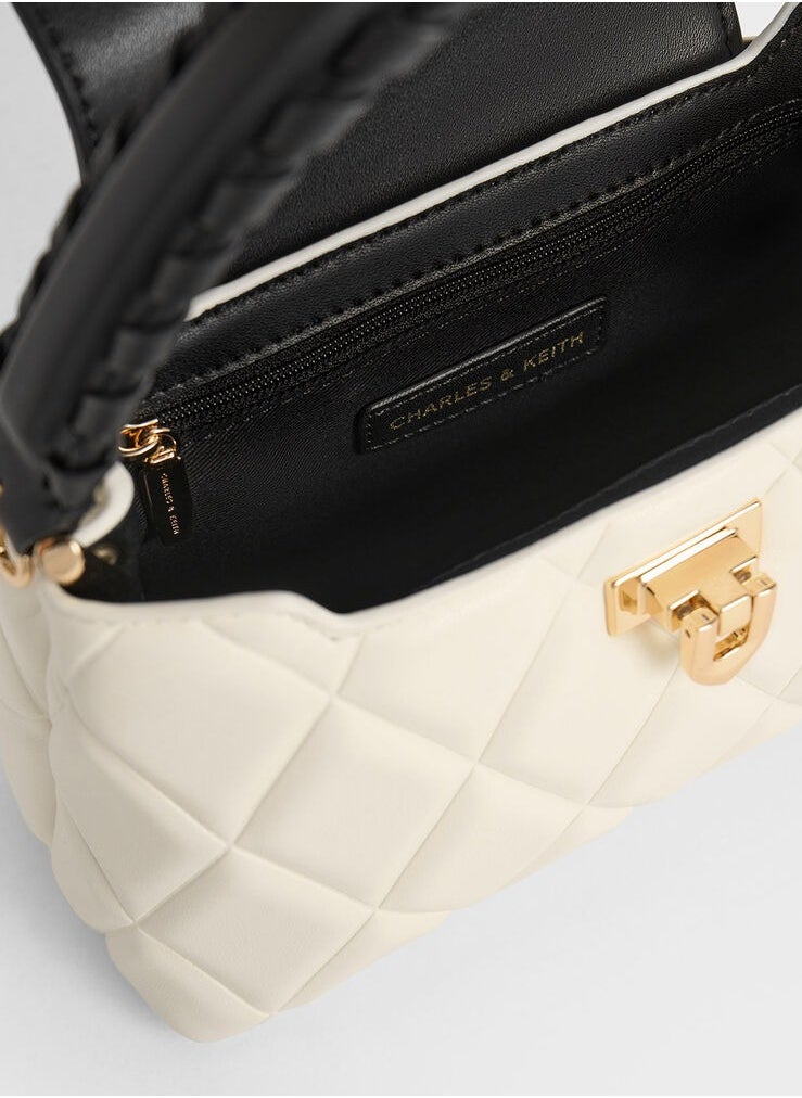 Arwen Quilted Braided-Strap Top Handle Bag