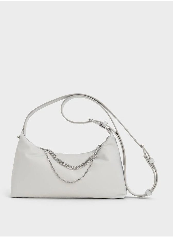 Nylon Chain-Link Trapeze Shoulder Bag