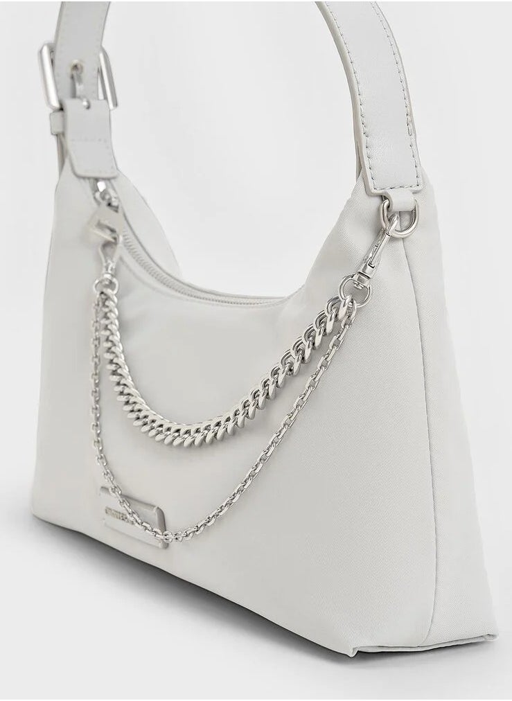 Nylon Chain-Link Trapeze Shoulder Bag