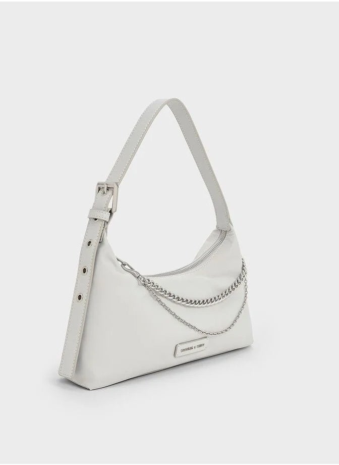 Nylon Chain-Link Trapeze Shoulder Bag