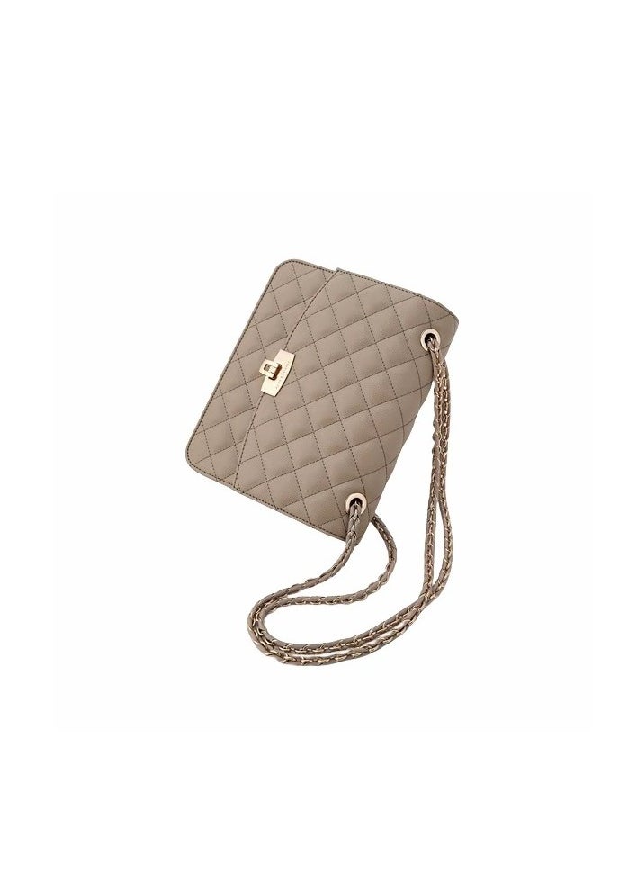 Quilted Chain Strap Bag & Shoulder Bag - Taupe