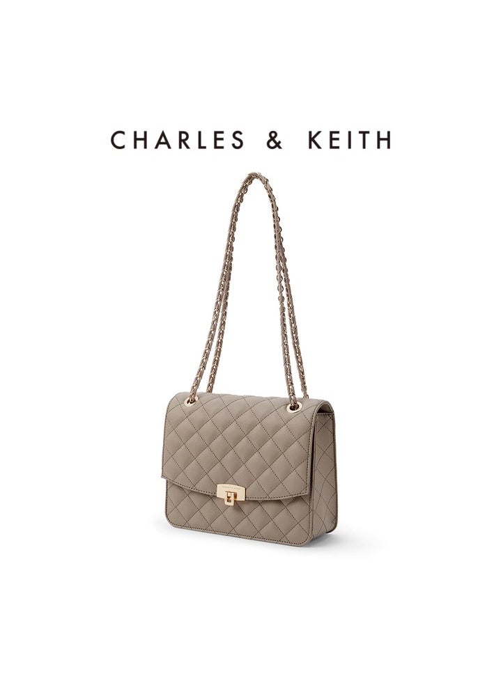 Quilted Chain Strap Bag & Shoulder Bag - Taupe