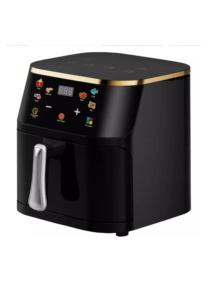 Multifunctional Air Fryer 10L,1600W with Preset Functions, Temperature Control, Dishwasher Safe, Oil Free Cooking, Black Air Fryer for Frying, Baking, Roasting, and Grilling