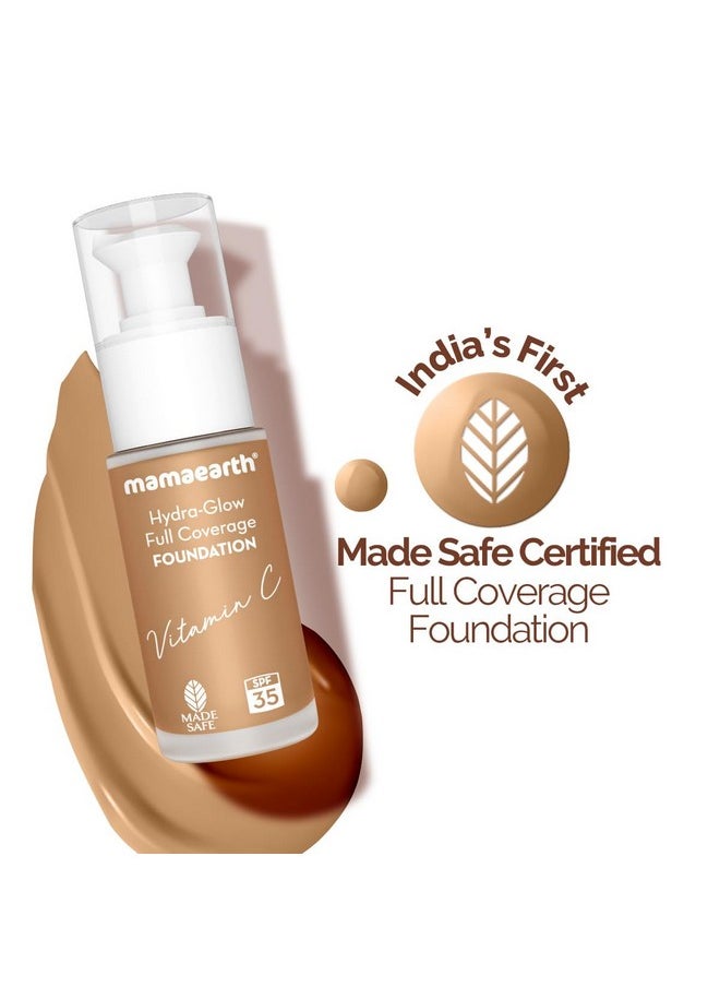 Mamaearth Hydra-Glow Full Coverage Dewy Finish Liquid Foundation With Vitamin C & Turmeric- 30 Ml|Full Coverage|Gives 3X Instant Glow|12-Hour Long Stay & Hydration|Spf 35|Non-Drying (03 Nude Glow)
