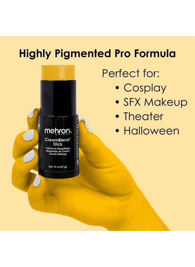 Mehron Makeup CreamBlend Stick | Face Paint, Body Paint, & Foundation Cream Makeup | Body Paint Stick Perfect for Halloween Makeup .75 oz (Yellow)