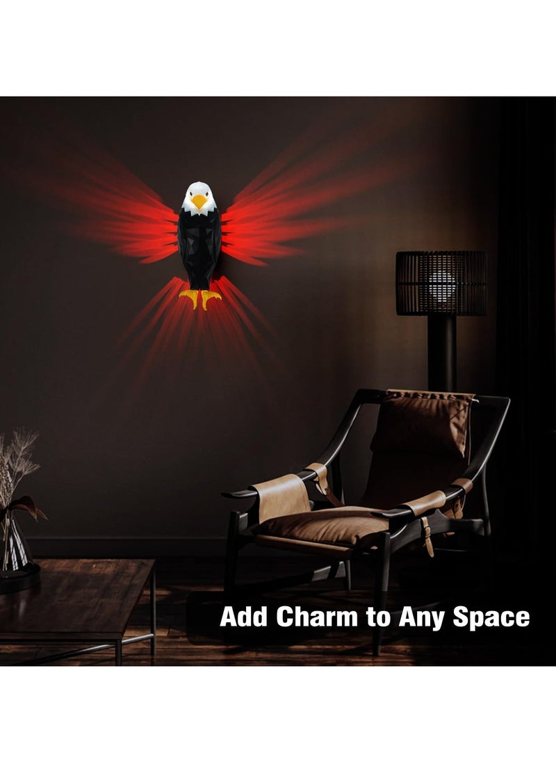 Bald Eagle Wall Light, American Eagle Night Light with Remote Control, Magnetic Wall Mounted Eagle Lamp for Bedroom, Living Room