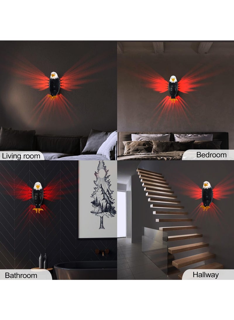 Bald Eagle Wall Light, American Eagle Night Light with Remote Control, Magnetic Wall Mounted Eagle Lamp for Bedroom, Living Room