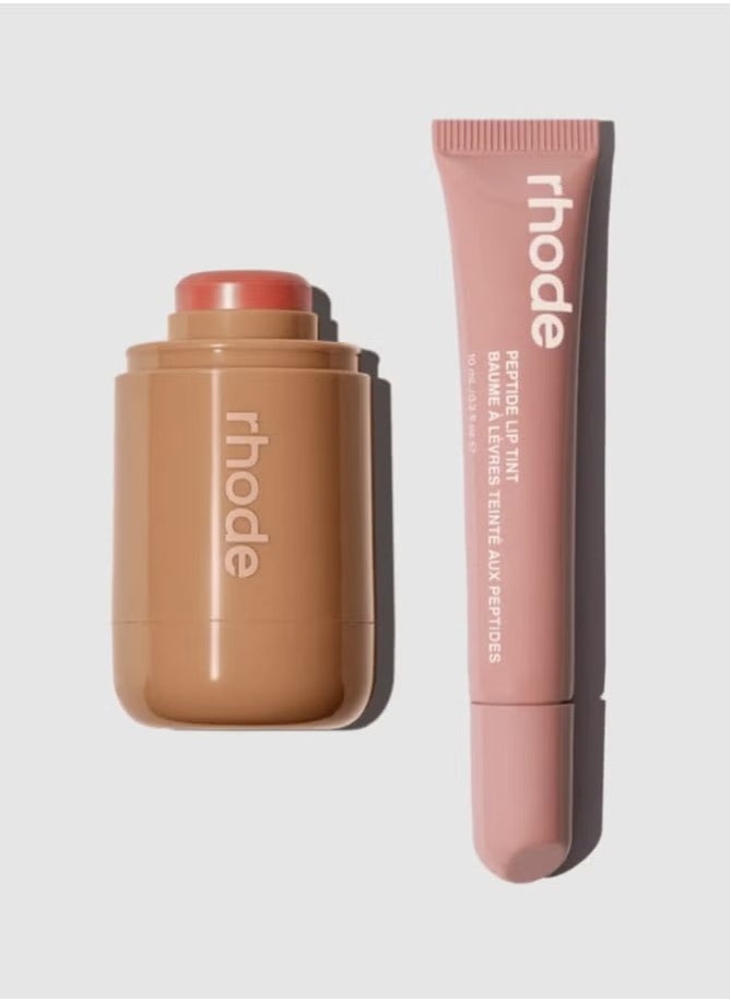 A Creamy Blush 0.18 OZ+ Peptide Lip Tint 10ML (freckle + toast)