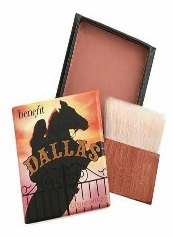 Benefit Dallas Dusty Rose Face Powder Blush – Warm Rosy-Bronze Blush and Bronzer for a Natural Glow, Full Size (9g)