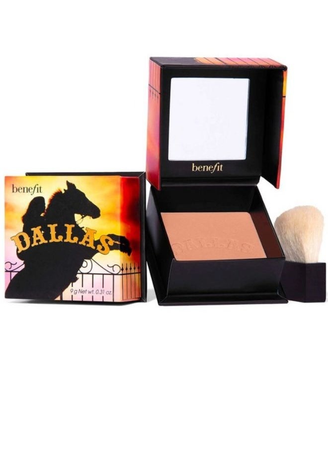 Benefit Dallas Dusty Rose Face Powder Blush – Warm Rosy-Bronze Blush and Bronzer for a Natural Glow, Full Size (9g)