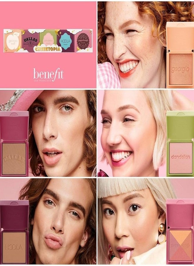 Benefit Mini Dallas Dusty Rose Face Powder Blush – Warm Rosy-Bronze Blush and Bronzer for a Natural Glow, Travel Size