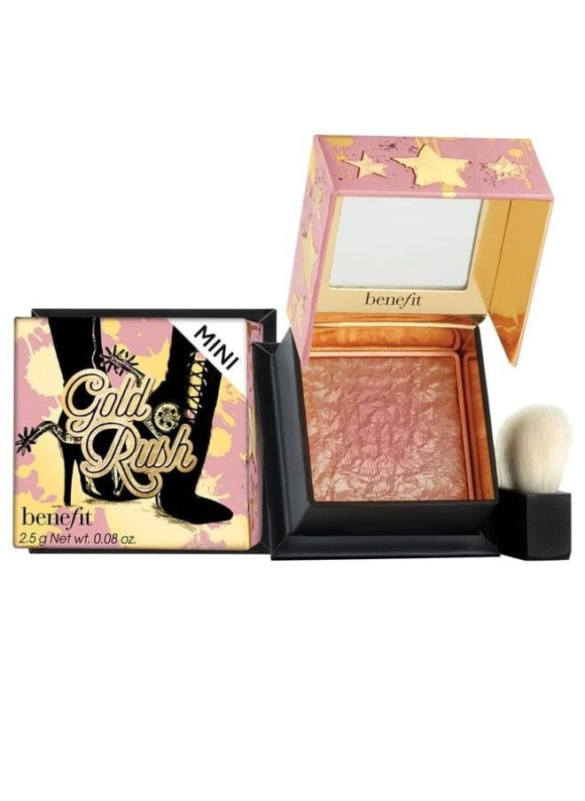 Benefit Mini Gold Rush Blush – Warm Golden-Nectar Powder Blush with Subtle Shimmer for a Radiant Glow, Compact Travel-Friendly Size (2.5g)