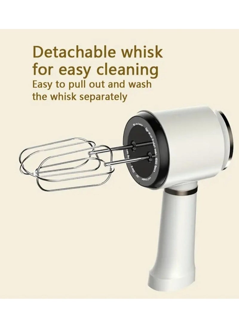 Cordless Rechargeable Hand Mixer, 1500W Electric Mixer with 3 Speed Control, Food-Grade Beaters, Portable Kitchen Mixer with 2 Pairs of Stainless Steel Attachments for Baking, Whipping & Mixing