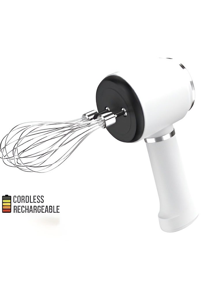 Cordless Rechargeable Hand Mixer, 1500W Electric Mixer with 3 Speed Control, Food-Grade Beaters, Portable Kitchen Mixer with 2 Pairs of Stainless Steel Attachments for Baking, Whipping & Mixing