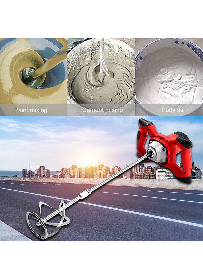 2100W Electric Cement Mixer Stirrer Heavy Duty 6-Speed Regulation Handheld S-type Concrete Mixer for Mortars Paint Mud Grout