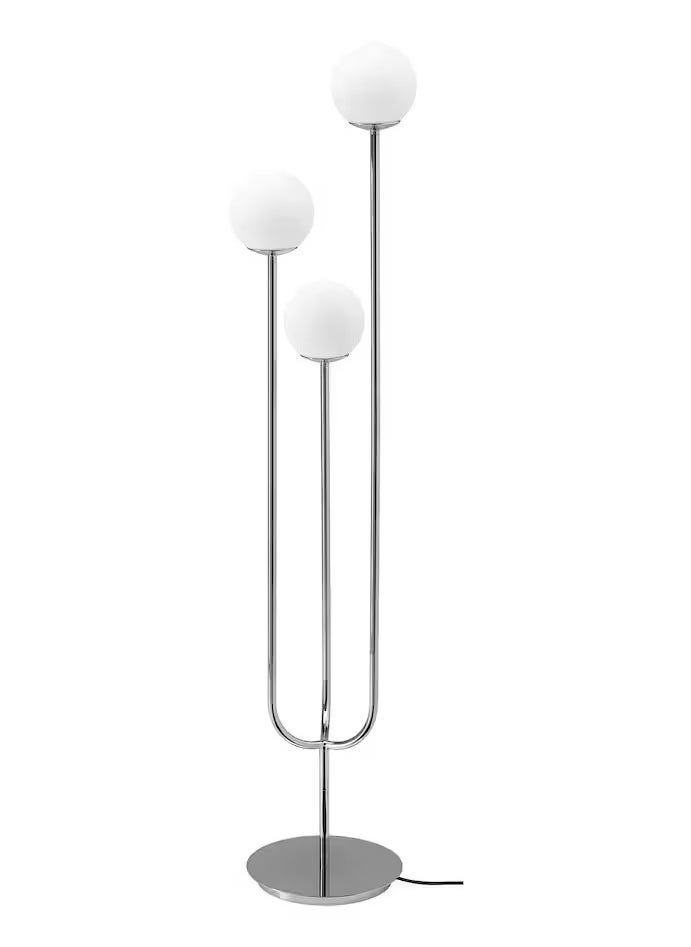 Modern Stylish Floor Lamp Chrome-Plated/Opal White Glass