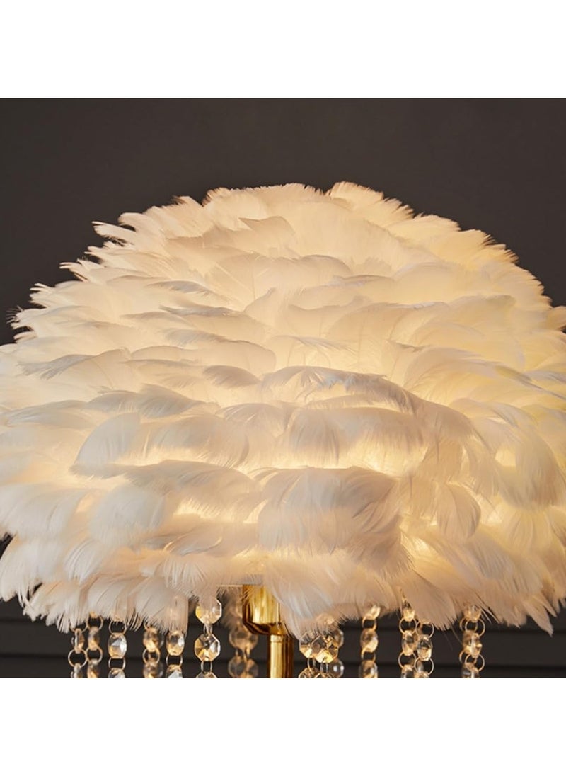 Floor Lamp Floor Lamp Feather Crystal Lamp Living Room Sofa Decorative Light 3-Color Dimmable Floor Lamp Standing Table Lamp