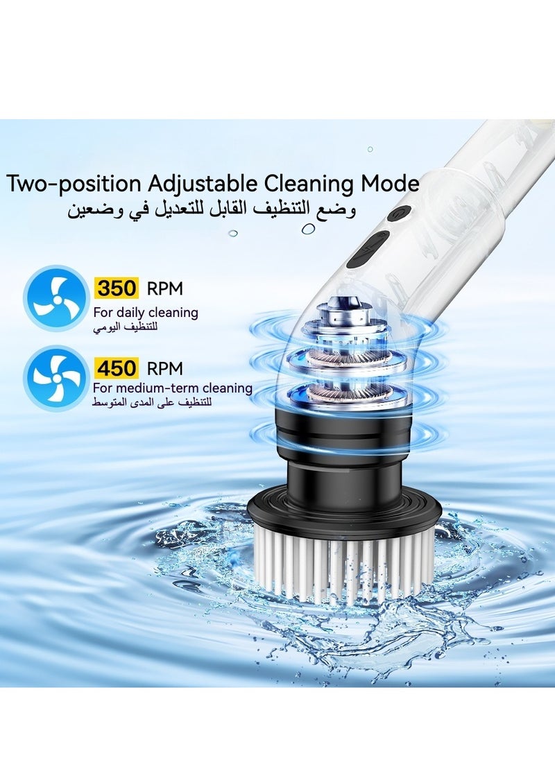 Huake Electric Cleaning Brush Rechargeable with 9 Replaceable Brush Heads, Retractable Cordless Portable Electric Scrubber, Safe & Waterproof Electric Brush for Cleaning Tile, Window, Floor, Bathtub