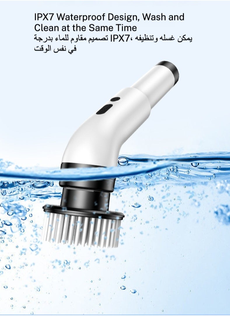 Huake Electric Cleaning Brush Rechargeable with 9 Replaceable Brush Heads, Retractable Cordless Portable Electric Scrubber, Safe & Waterproof Electric Brush for Cleaning Tile, Window, Floor, Bathtub