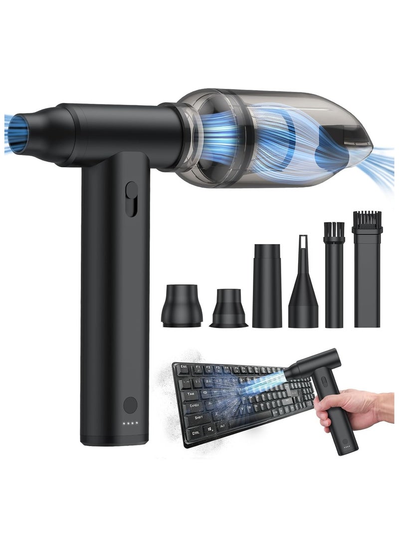 Compressed Air Duster, 130000RPM Full Metal Cordless Air Blower, 8000mAh Rechargeable 7-in-1 Turbo Fan with Adjustable Speed for Keyboard, Car, Home & Travel