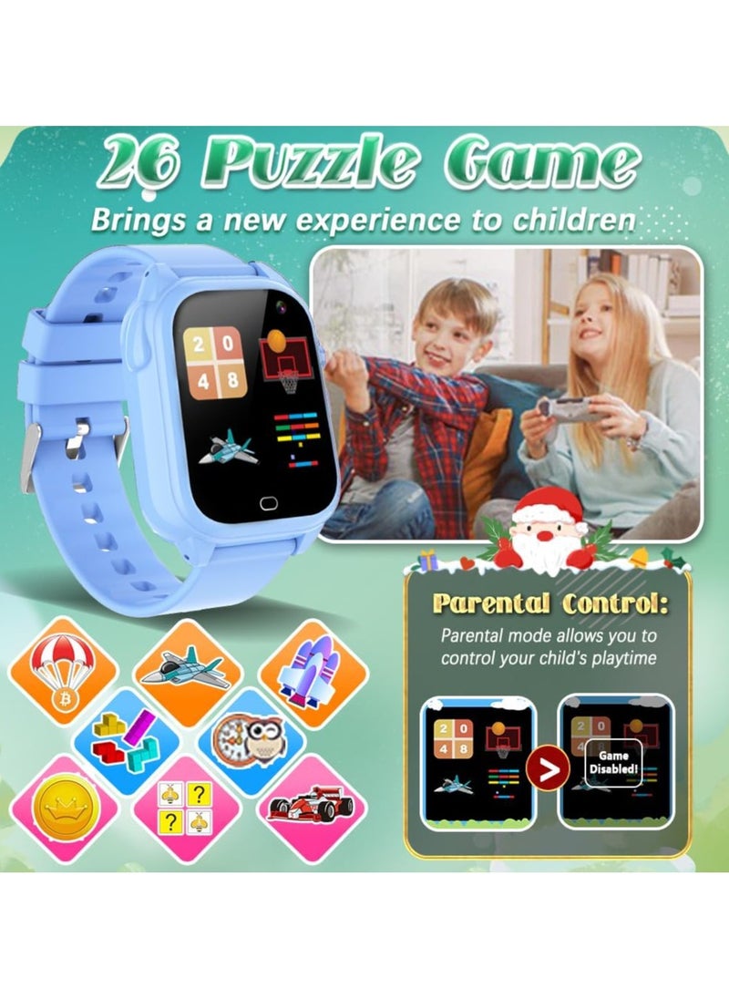 Waterproof Smart Watch for Boys Girls Ages 3-12 Learning Toys with 26 Games Camera Video 1.44