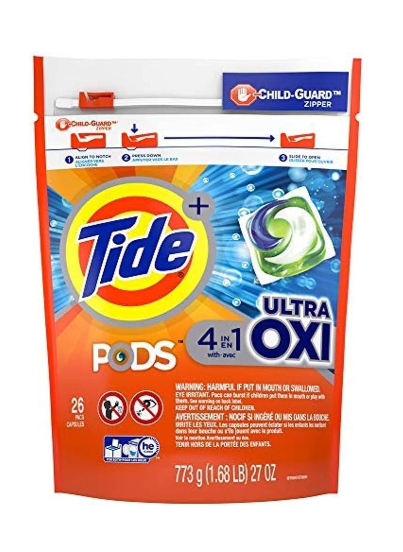 Tide Pods Home and Cleaning Sport Odor Defense Active Fresh Laundry Ultra 4 in 1 Oxi Liquid Detergent Pacs Liquid  773 g