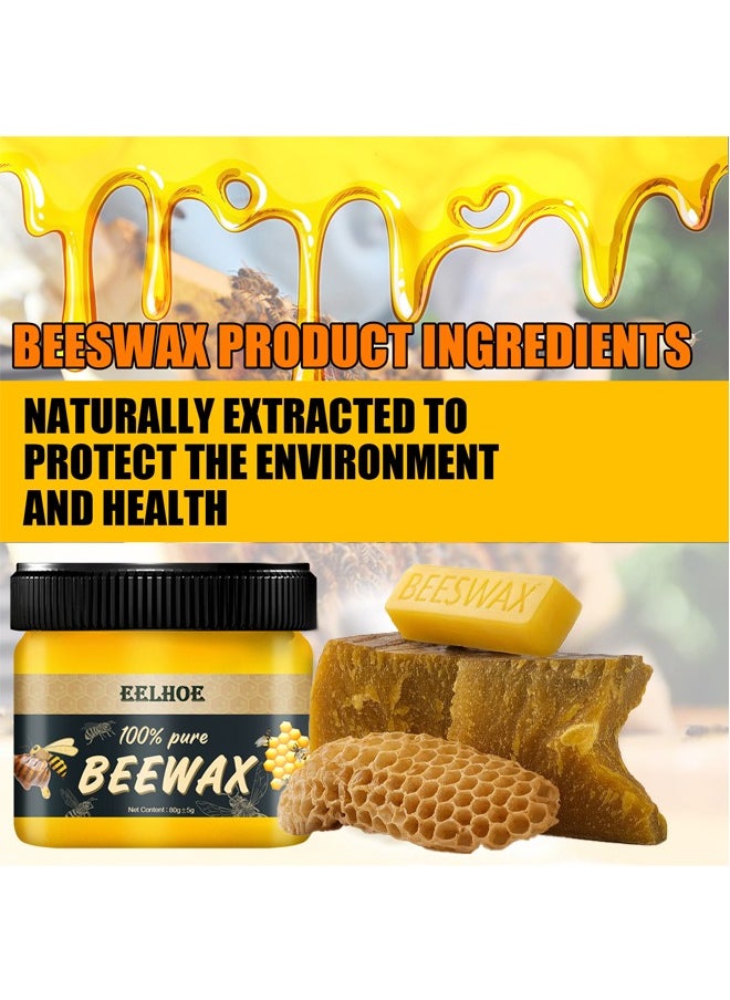 100% Pure Beewax，Natural Bee Wax For Furniture And Floor Repair，Furniture Care, Polishing Waterproof Anti-Cracking, Brightening Wood Floor Maintenance Beeswax 80g