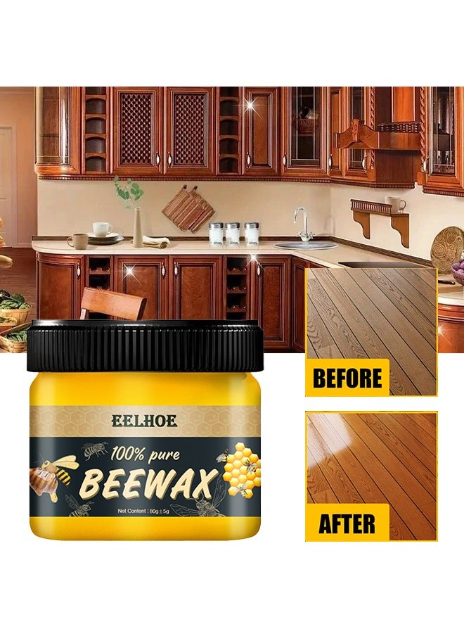 100% Pure Beewax，Natural Bee Wax For Furniture And Floor Repair，Furniture Care, Polishing Waterproof Anti-Cracking, Brightening Wood Floor Maintenance Beeswax 80g