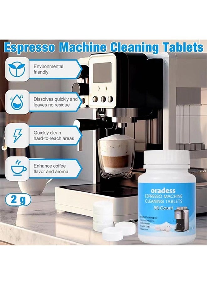 Espresso Machine Cleaning Tablets,lAll-Purpose Espresso Machine And Coffee Maker Cleaning Tablets Also Works For Water Bottle Coffee Cup Stainless Steel Cup Kettle Limescale Removal 50count