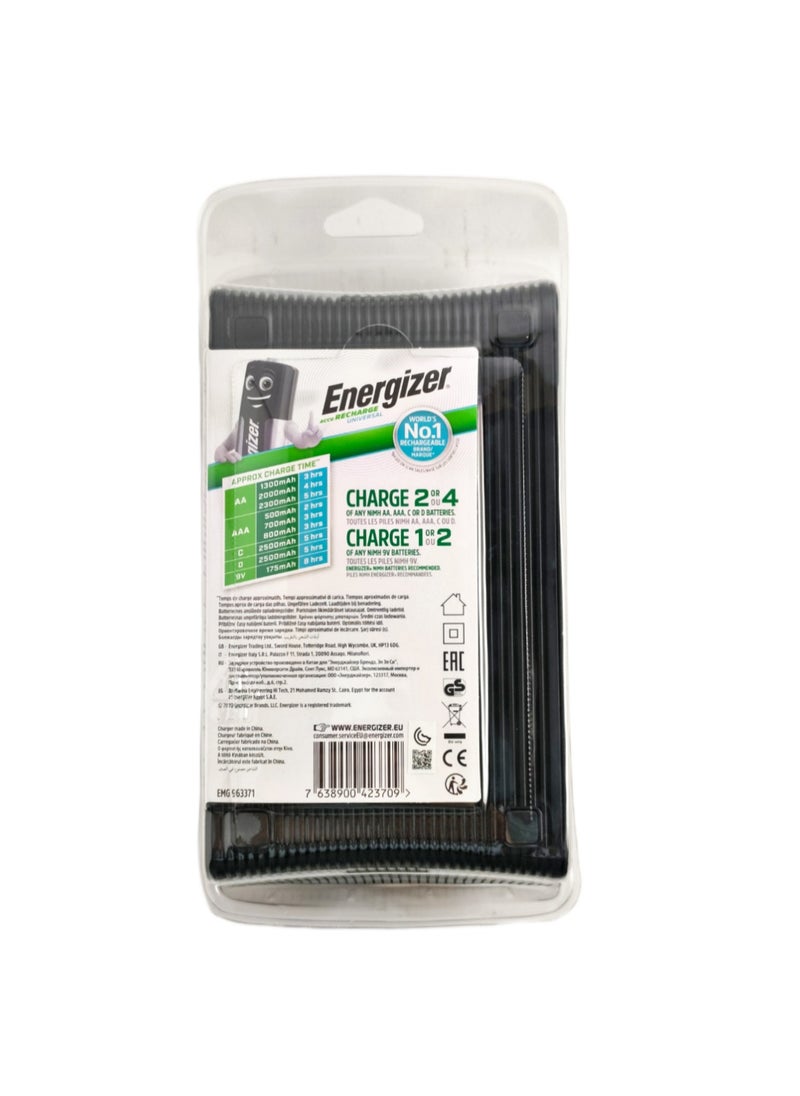Energizer Accu Universal Charger - 5-in-1 Solution for AA, AAA, C, D, and 9V Batteries