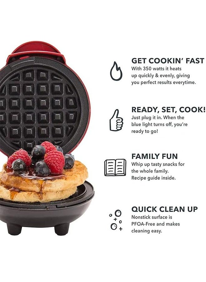 Mini Waffle Maker - Made With Premium Quality Plastic & Non-Stick Coating - Small Pancake Maker For Brownies, Cookies, Quesadillas, Calzones, Hash Browns and Other Foods