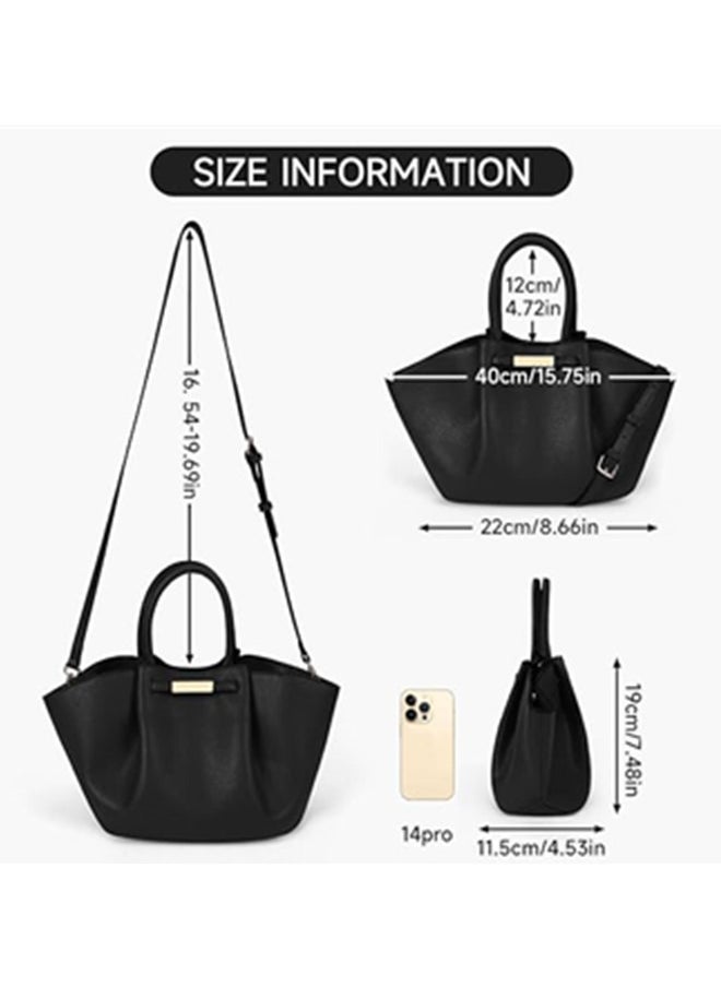 DeMellier Tote Bag Faux Leather Work Bag for Women Soft Grained Leather Top Handle Bag Trendy Luxury Hobo Handbag Purse