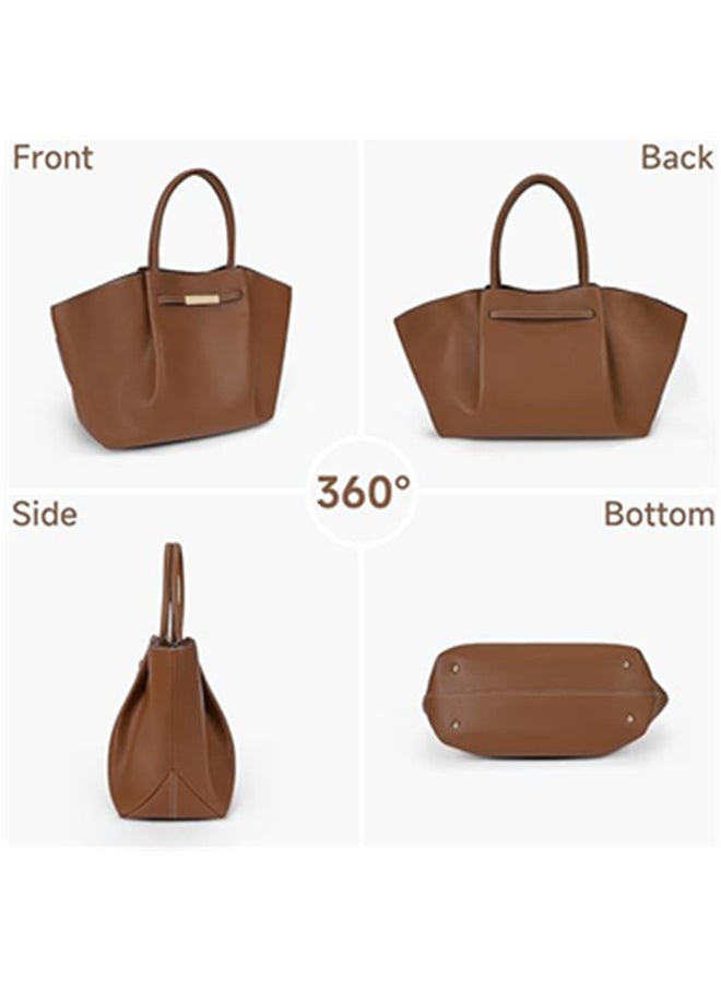 DeMellier Tote Bag Faux Leather Work Bag for Women Soft Grained Leather Top Handle Bag Trendy Luxury Hobo Handbag Purse