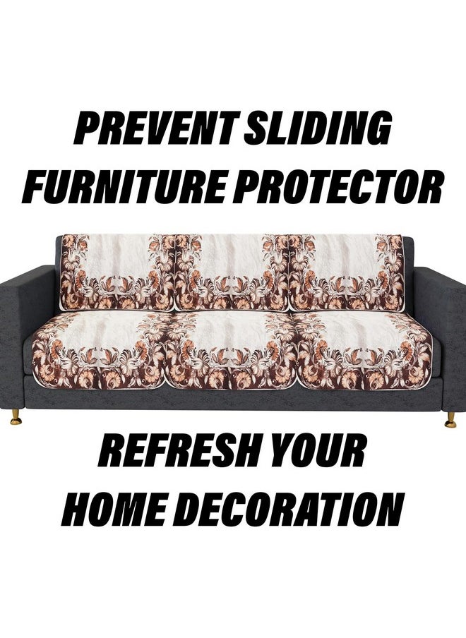 Kuber Industries Sofa Cover Set | Sofa Slip Cover Set | Brown Flower Sofa Cover | Velvet 5 Seater Couch Cover | Sofa Slipcover Set | Sofa Cover for Living Room | Cream