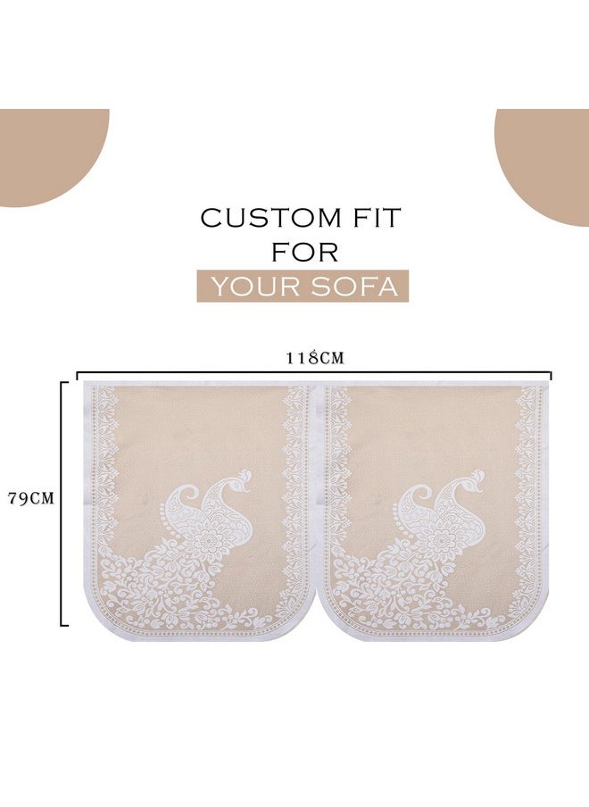 Kuber Industries Sofa Cover | Net Sofa Slipcover Set | Sofa Cover for Living Room | Sofa Slip Cover for Hall | 2-Seater Sofa Cover for Home Decor | Sofa Cover Set | Peacock-Design | 4 Piece | Cream