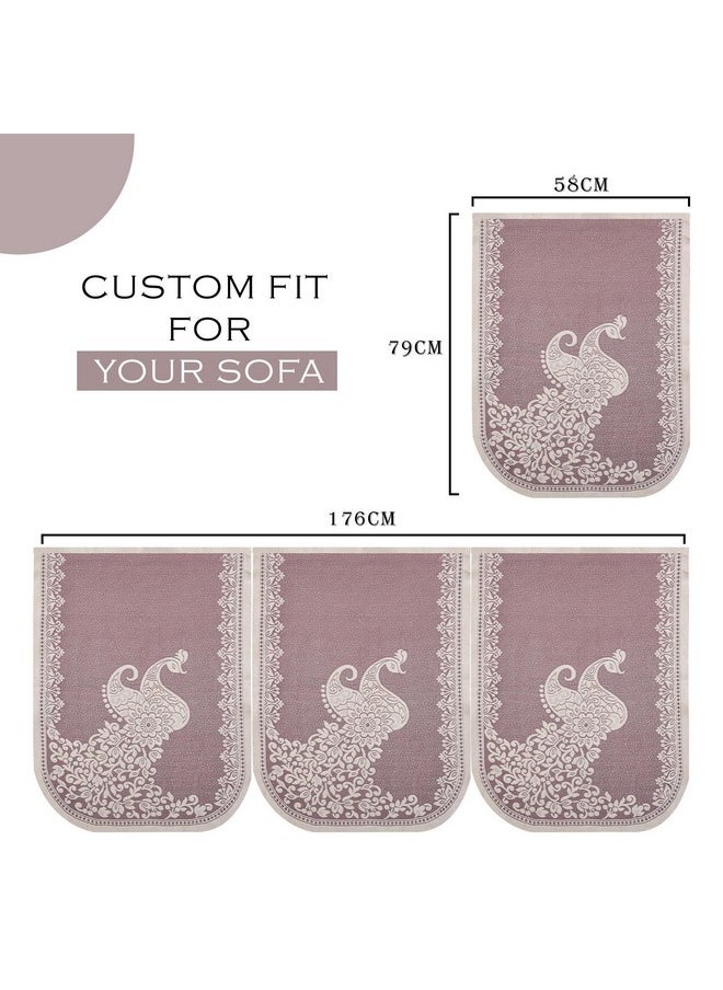 Kuber Industries Sofa Cover | 16 Piece | Net Sofa Slipcover Set | 5-Seater Sofa Cover with Arm Cover for Home | Sofa Cover for Living Room | Sofa Slip Cover for Hall | Peacock-Design | Maroon
