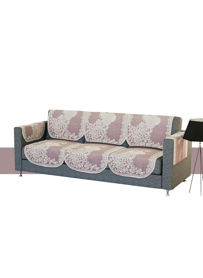 Kuber Industries Sofa Cover | 16 Piece | Net Sofa Slipcover Set | 5-Seater Sofa Cover with Arm Cover for Home | Sofa Cover for Living Room | Sofa Slip Cover for Hall | Peacock-Design | Maroon