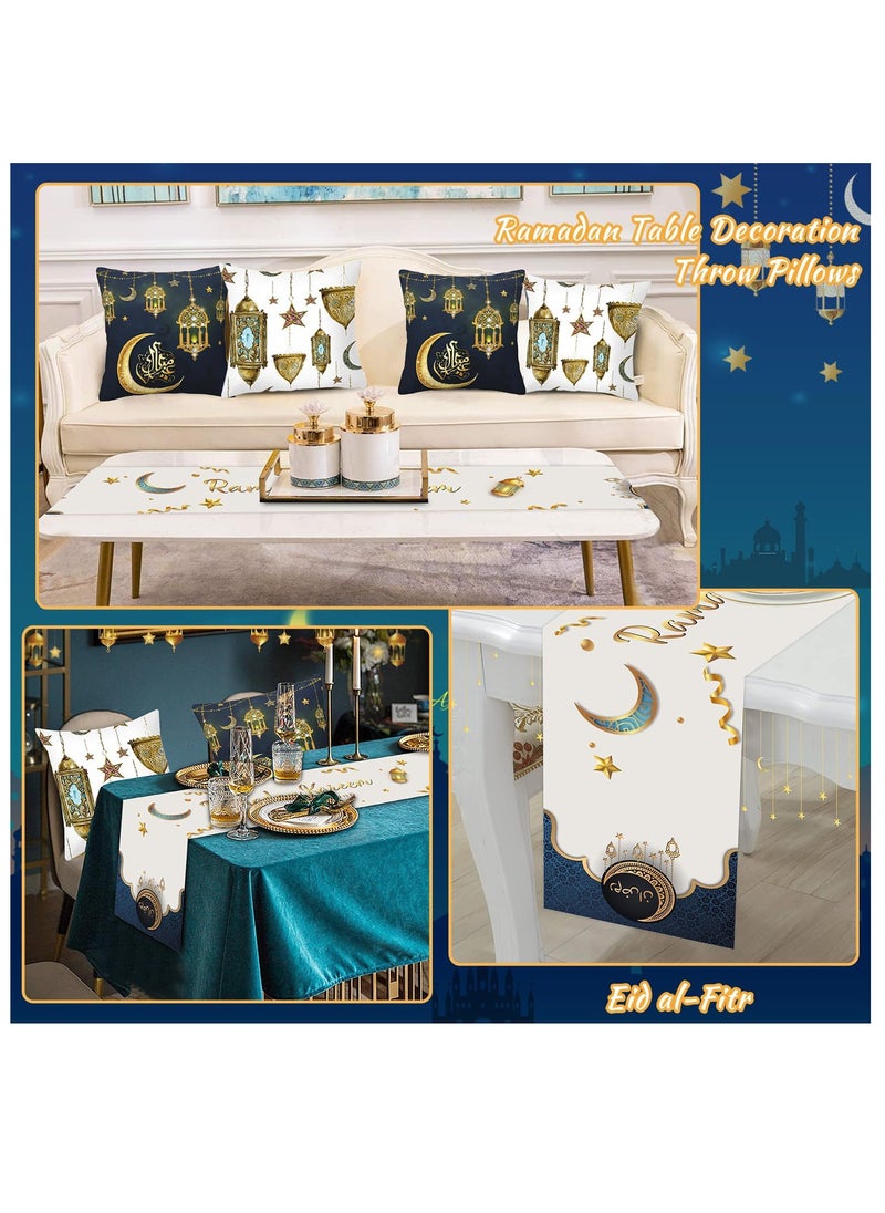 Ramadan Decorations for Home Set of 5pcs Ramadan Table Decoration with Ramadan Table Runner and 4 Pcs Decorative Pillow Covers(Black & White)