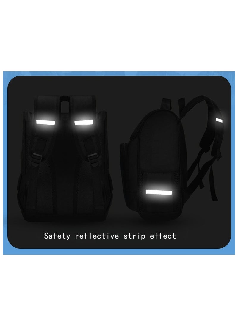 Printed Cartoon Cool Wolf Backpack Student Schoolbag Small Children's Reflective Backpack 37*27*19CM